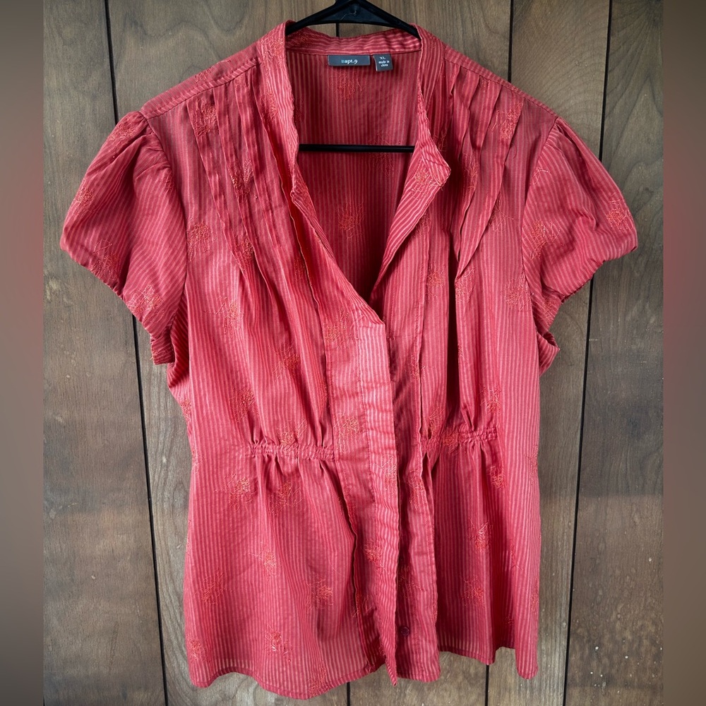 Red Short Sleeve Blouse